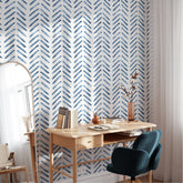 Blue Herringbone Wallpaper